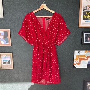 Nasty Gal Red Flutter Sleeve Mini Dress